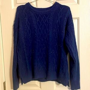 JCrew cable knit sweater with multi colored flecks